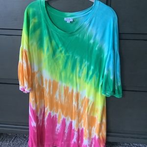 Crown & Ivy Tie Dyed Tunic Top Beach Cover Up SZ XL